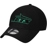 Men's New York Jets New Era Black Historic Logo Tone Tech Three 39THIRTY Flex Hat 3065723